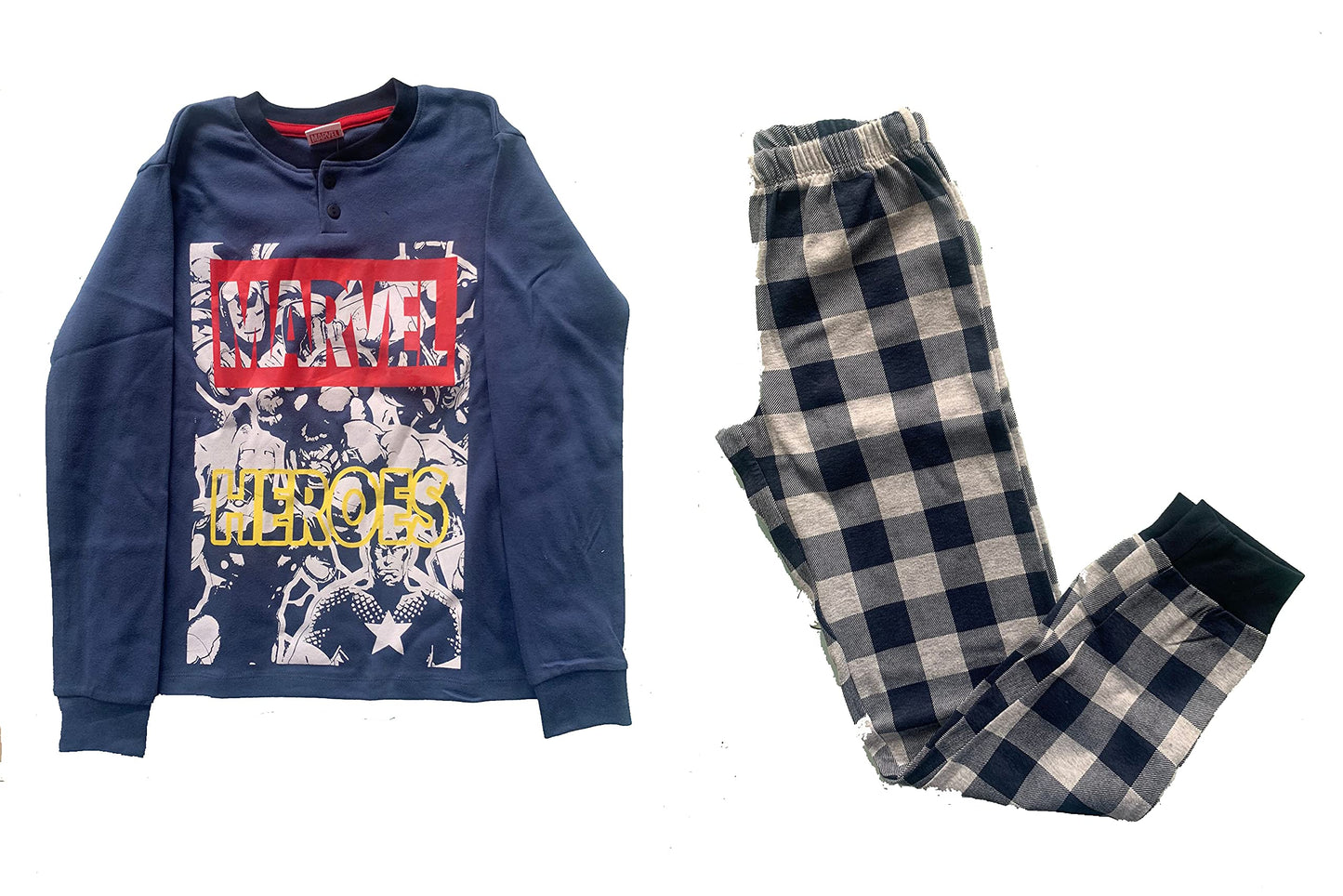 Sabor Avengers Pigiama lungo due pezzi in cotone caldo di varie taglie e colori - Home Shopping Italia 