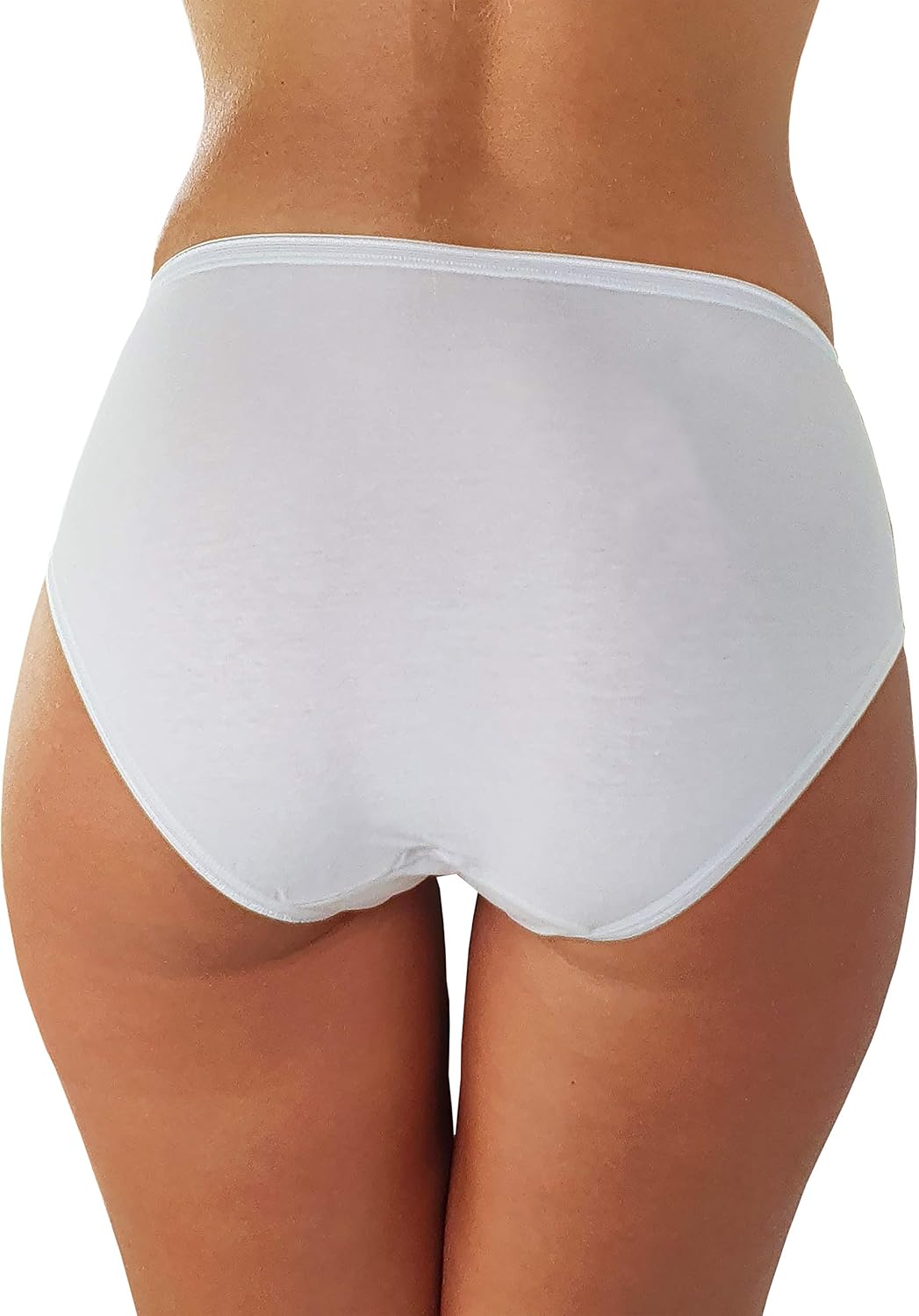 Cotonella Slip Midi Donna in Cotone Elasticizzato Art. 3940 - Confezione da 6 Pezzi - Colori Bianco E Nero - 6 Pezzi Bianco 4