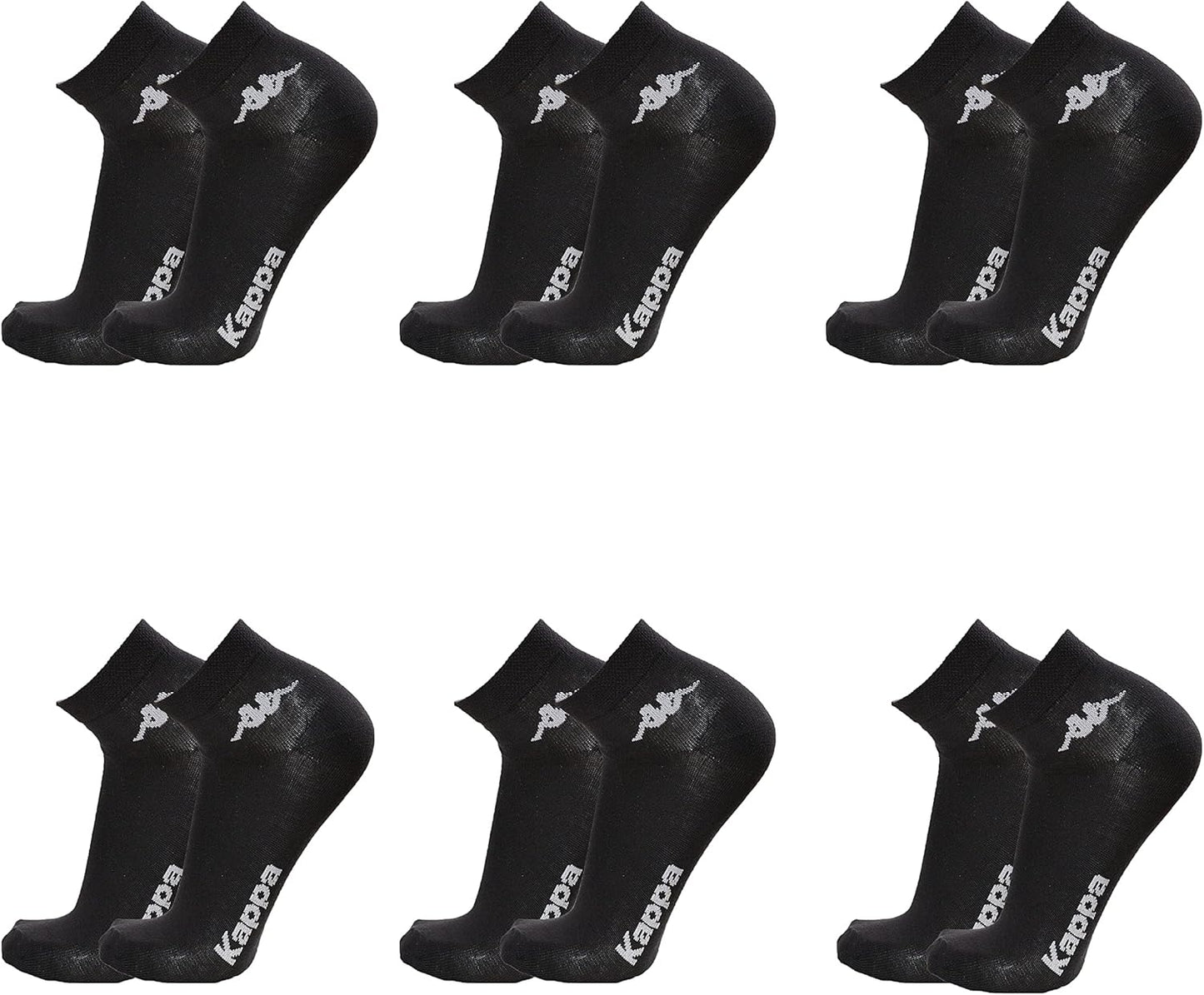 Kappa CONF. 6 PAIA CALZINO CORTO ALLA CAVIGLIA UNISEX - art. K004 in cotone, Nero, 45/47 - Home Shopping Italia 
