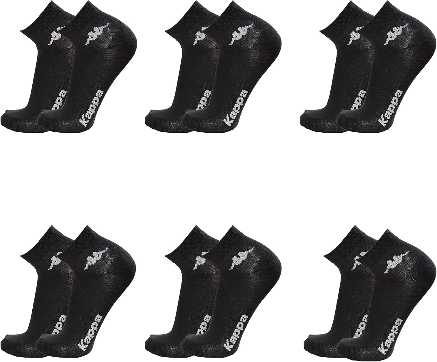 Kappa CONF. 6 PAIA CALZINO CORTO ALLA CAVIGLIA UNISEX - art. K004 in cotone, Nero, 45/47 - Home Shopping Italia 