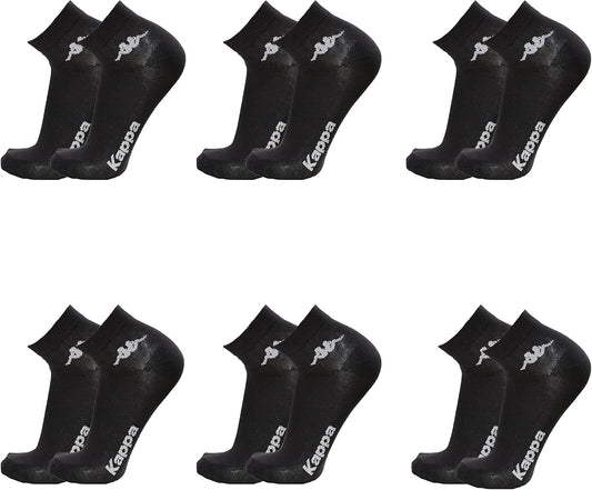 Kappa CONF. 6 PAIA CALZINO CORTO ALLA CAVIGLIA UNISEX - art. K004 in cotone, Nero, 45/47 - Home Shopping Italia 