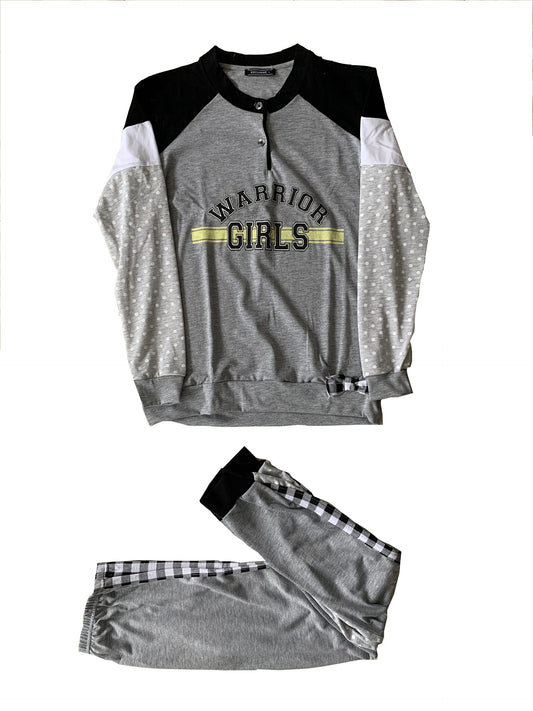 Generic Pigiama da donna lungo in cotone due pezzi vari modelli e taglie rosa grigio - Exclusive - Home Shopping Italia