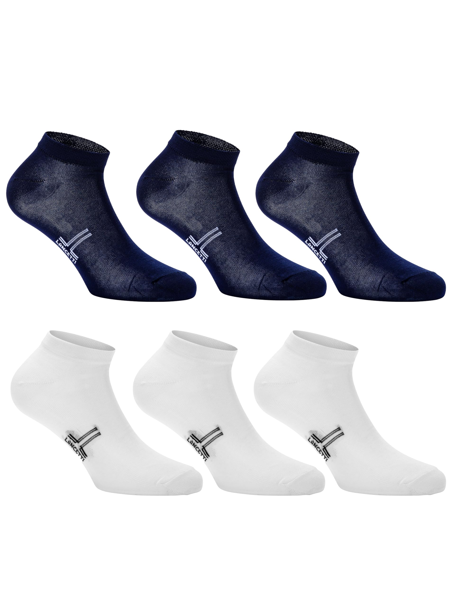 LANCETTI - 6 Paia Calzini Corti Sneaker per Uomo o Donna, Fantasmini in Cotone Filo di Scozia