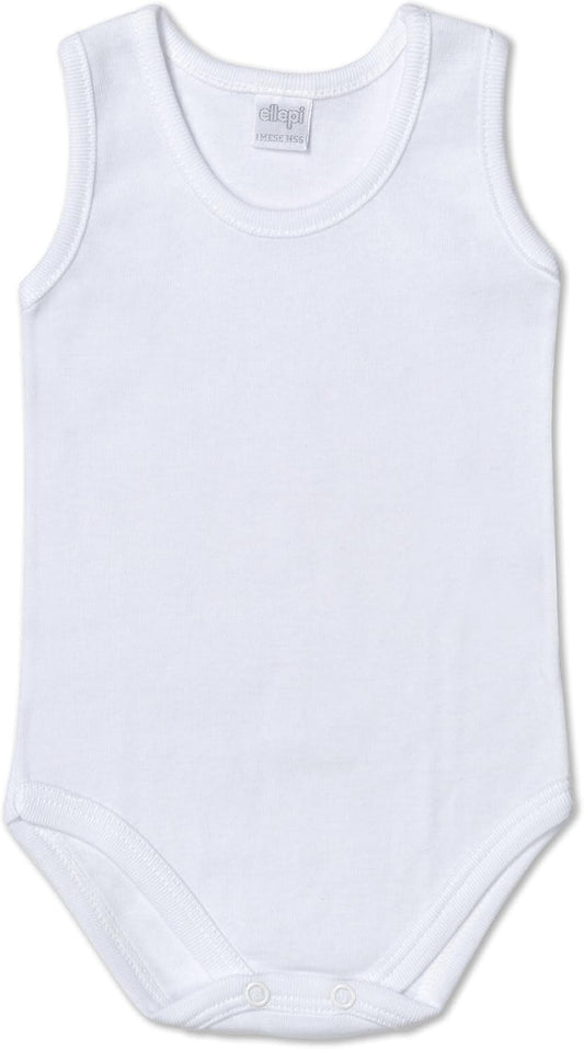 Ellepi AF840NR Body cotone senza maniche, Bianco