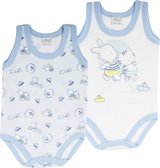 Confezione da 2 Body Americano Spalla Larga Neonato NEONATA in Cotone 100% Disponibile in Tre Varianti Colore. Le Fantasie Sono Legate alla stagionalità