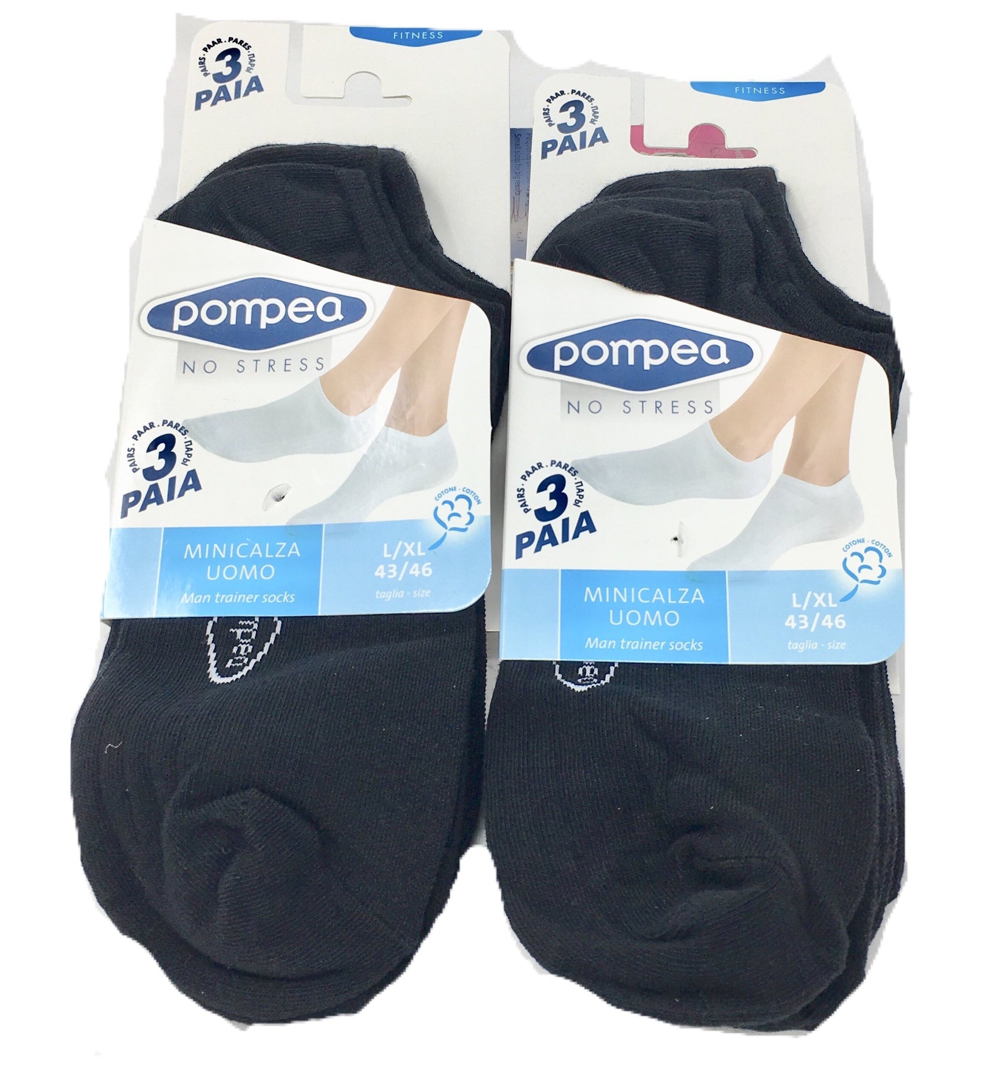 POMPEA Pack 6 Paia Fantasmini Uomo Blu Nero Bianco Cotone - Home Shopping Italia 