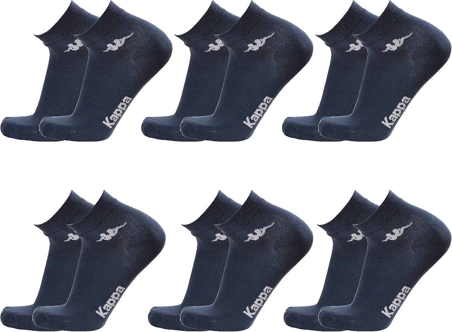Kappa CONF. 6 PAIA CALZINO CORTO ALLA CAVIGLIA UNISEX - art. K004 in cotone. Disponibile nei colori Bianco, Nero, Blu e Grigio - Home Shopping Italia 