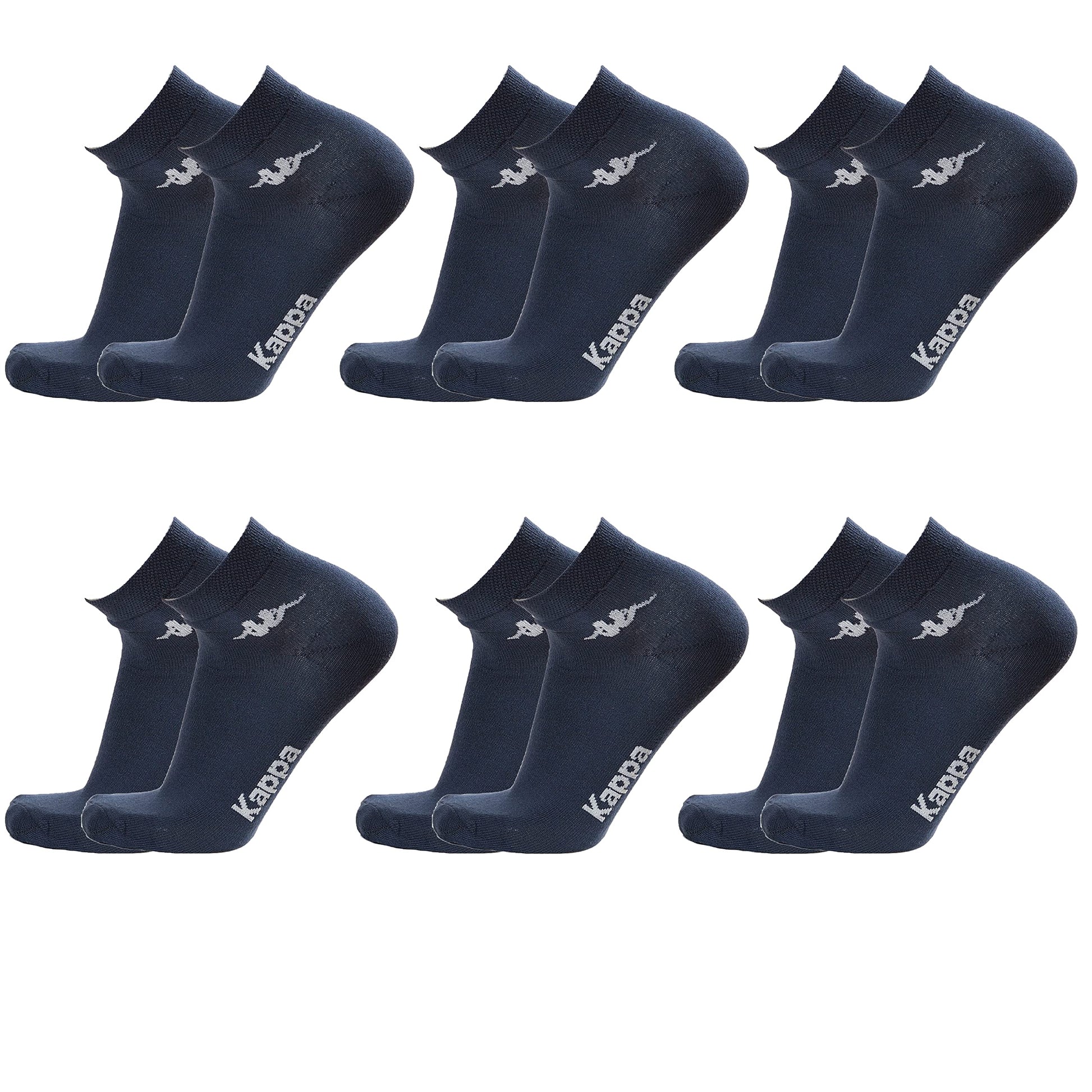 Kappa CONF. 6 PAIA CALZINO CORTO ALLA CAVIGLIA UNISEX - art. K004 in cotone. Disponibile nei colori Bianco, Nero, Blu e Grigio - Home Shopping Italia 