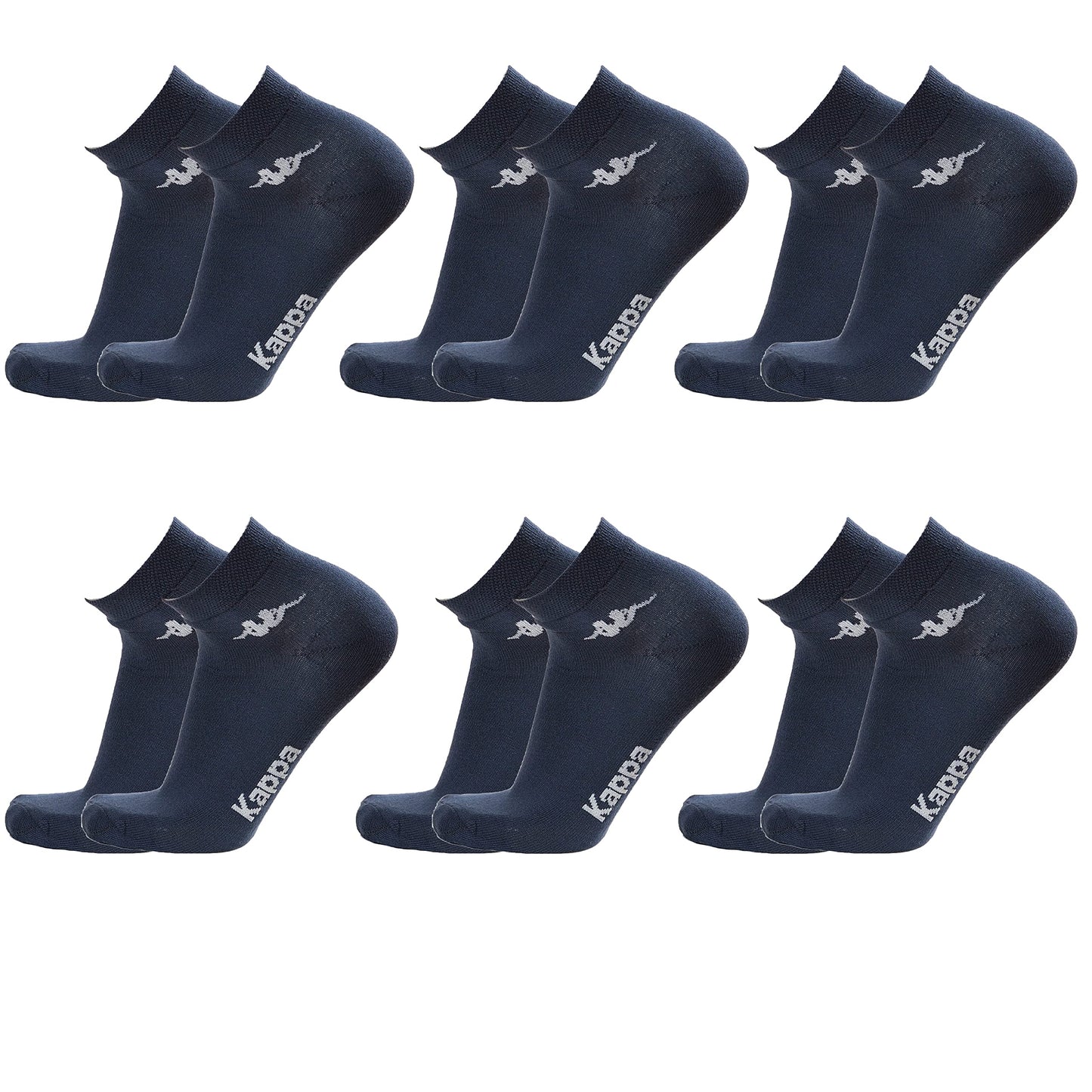 Kappa CONF. 6 PAIA CALZINO CORTO ALLA CAVIGLIA UNISEX - art. K004 in cotone. Disponibile nei colori Bianco, Nero, Blu e Grigio - Home Shopping Italia 